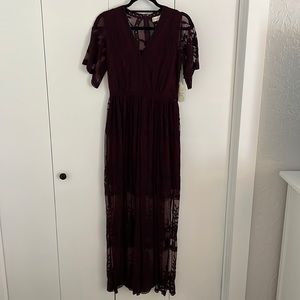 Maroon Boho Maxi Dress